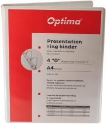 Optima - Clasic & Premium Caiet mecanic A4, cu buzunar, plastifiat PP, 4 inele - D25 mm, cotor 40mm, Optima - alb (OP-500981001)