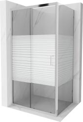 Mexen Apia 140 x 90 cm-es tolóajtós zuhanykabin, fehér csíkok, króm - 840-140-090-01-20
