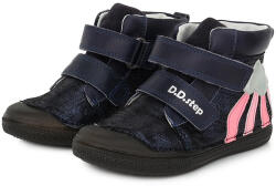 D. D. STEP pantofi fluorescenți pentru fete cu curele de velcro fără căptușeală albastru închis/roz (13B45B)