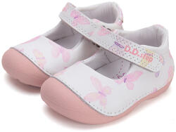D. D. STEP velcro open toe primul pas fata pantofi fluture alb / roz (144FD6)