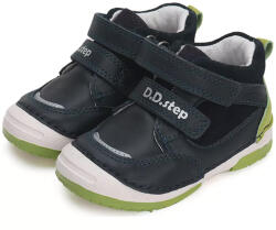 D. D. STEP pantofi cu toc înalt pentru băieți, fără căptușeală, cu curele velcro albastru închis (142062)