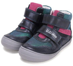 D. D. STEP pantofi pentru fete cu toc înalt, fără căptușeală, cu închidere velcro sclipici albastru/verde/roz (148C9D)