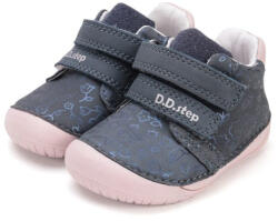 D. D. STEP Pantofi pentru fete desculți cu model floral, fără căptușeală, cu velcro model floral albastru (148C43)