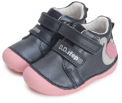 D.D.Step Velcro călcâi înalt pantofi de fată fără căptușeală albastru închis/roz (142187)
