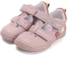D. D. STEP Pantofi pentru fete cu degete deschise, desculți, cu velcro sclipici roz (14BEF5)