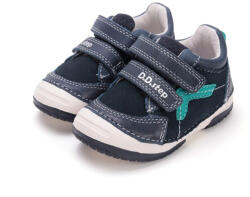 D.D.Step pantofi de băiat cu curele velcro fără căptușeală albastru închis (148A7C)