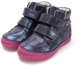 D.D.Step pantofi pentru fete cu toc înalt, fără căptușeală, cu închidere velcro albastru închis cu sclipici / roz (148C8F)