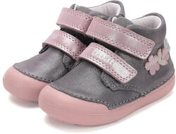D. D. STEP pantofi pentru fete fără căptușeală, cu închidere velcro gri închis/roz (148C5B)