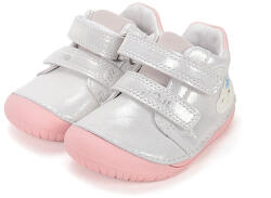 D. D. STEP Pantofi pentru fete desculți, fără căptușeală, cu Velcro - Sun reactive argintiu/roz (14BECD)