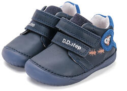 D. D. STEP Barefoot ant print unlined velcro boys shoes - fluorescent albastru închis (148A6C)
