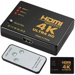 Verk Group Comutator HDMI 4K UHD cu 3 intrări și telecomandă IR, negru (13137)