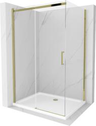 Mexen Omega szétcsúsztatható zuhanykabin 120 x 90 cm, átlátszó, arany + Flat zuhanytálca - 825-120-090-50-00-4010