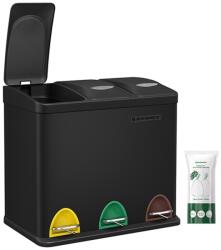 SongmicsHome SORT szelektív hulladékgyűjtő, 24l (3x8l), fekete SongmicsHome