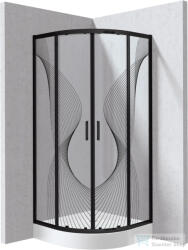 Deante FUNKIA EVO íves tolóajtós zuhanykabin zuhanytálcával 90x90 cm, hullám minta, nero profil KYPZNB99P (KYPZNB99P)