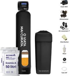 FILTRO Stație Ecomix 5-in-1 automată, Clack WS1 PROMIX, dedurizare, deferitizare, demanganizare, valvă volumetrică premium, tank simplex 12x52, debit 2.9 m3/oră, 50 litri de rășină Ecomix A inclusă (CLACK-WS