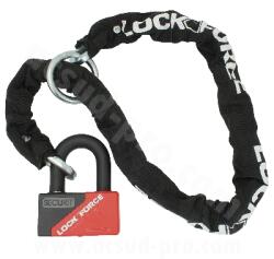 LOCKF LOCKFORCE SRA minősített 1, 20 m-es láncos lakat + 55x43 mm mini U-lakat, 16, 5 mm átmérő LOCKF Bicikli alkatrészek Kerékpáros kiegészítők Biciklizárak
