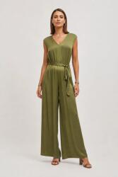 Shopika Salopeta eleganta din vascoza satinata cu pantaloni largi si cordon, , verde olive Talie unica