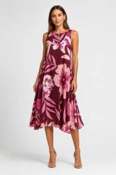 SHOPIKA Rochie midi din vascoza cu imprimeu floral si croi asimetric roz bordo Talie unica