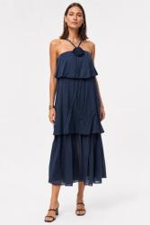 SHOPIKA Rochie lunga din batist de bumbac cu bretele reglabile si floare decorativa bleumarin Talie unica