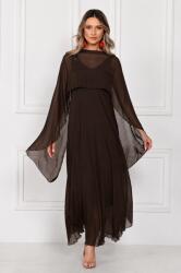 SHOPIKA Capa dama din matase si vascoza tip kimono, croi fluid pentru layering, maro inchis Talie unica