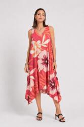 SHOPIKA Rochie midi din vascoza cu imprimeu floral si croi asimetric caramizie Talie unica