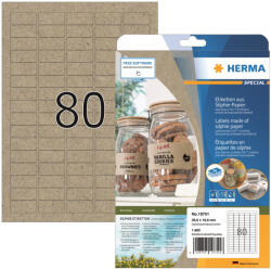 HERMA No. 10751 natúr barna színű 35, 6 x 16, 9 mm méretű, univerzálisan nyomtatható, öntapadós etikett címke szilfiumrostokból, permanens ragasztóval A4-es íven - kiszerelés: 1600 címke / 20 ív