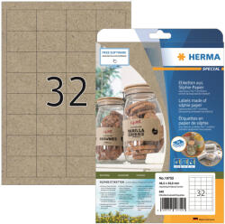 HERMA No. 10752 natúr barna színű 48, 3 x 33, 8 mm méretű, univerzálisan nyomtatható, öntapadós etikett címke szilfiumrostokból, permanens ragasztóval A4-es íven - kiszerelés: 640 címke / 20 ív