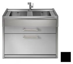 Steel Cucine Masca Cu Chiuveta Bucatarie Steel Genesi G12c-l2, 2 Cuve, 2 Sertare, Inox / Negru Chiuveta