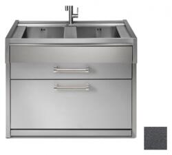 Steel Cucine Masca Cu Chiuveta Bucatarie Steel Genesi G12c-l2, 2 Cuve, 2 Sertare, Inox / Antracite Chiuveta