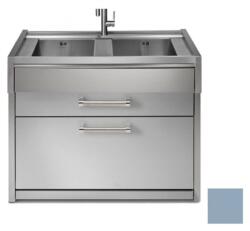 Steel Cucine Masca Cu Chiuveta Bucatarie Steel Genesi G12c-l2, 2 Cuve, 2 Sertare, Inox / Celeste Chiuveta