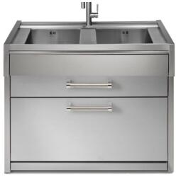 Steel Cucine Masca Cu Chiuveta Bucatarie Steel Genesi G12c-l2, 2 Cuve, 2 Sertare, Inox Chiuveta