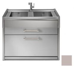 Steel Cucine Masca Cu Chiuveta Bucatarie Steel Genesi G12c-l2, 2 Cuve, 2 Sertare, Inox / Sabbia Chiuveta