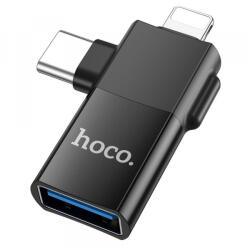 hoco. Adaptor OTG USB-C / Lightning - USB-A HOCO UA17, Negru - gsmboutique
