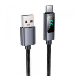 hoco. Cablu Date si Incarcare USB-A - USB-C HOCO Display X112, 100W, 1m, Negru - gsmboutique