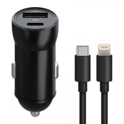 Maxlife Incarcator Auto Cu Cablu Lightning MaXlife MXCC-04, 20W, 3A, 1 x USB-A - 1 x USB-C, Negru