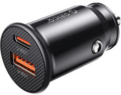 ORICO Incarcator Auto Orico PowerMini, 30W, 3A, 1 x USB-A - 1 x USB-C, Negru (ORICO-PM-30-1A1C)