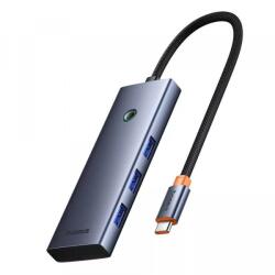 Baseus Hub USB-C Baseus UltraJoy, 3 x USB-A 3.0 - 1 x USB-C - 1 x HDMI - 1 x SD - 1 x microSD, Gri B00052803811-03 (B00052803811-03)