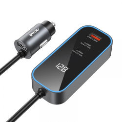 BWOO Incarcator Auto BWOO CC107 Display, 120W, 3A, 2 x USB-A - 2 x USB-C, Negru - gsmboutique