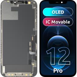 MP Display cu Touchscreen MP compatibil cu Apple iPhone 12 / 12 Pro, cu Rama, Versiune OLED FHD IC Movable, Negru