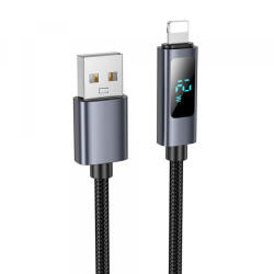 hoco. Cablu Date si Incarcare USB-A - Lightning HOCO Display X112, 18W, 1m, Negru - gsmboutique