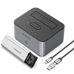 ORICO Docking Station Orico IT28E-C pentru HDD / SSD SATA 2.5inch / 3.5inch - SSD SATA M. 2 NVMe, Gri - gsmboutique