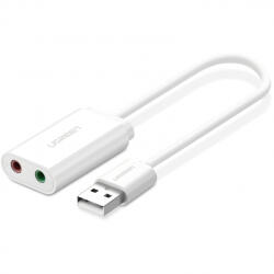 UGREEN Placa de sunet USB UGREEN US205, 2 x Jack 3.5mm, Alba - gsmboutique