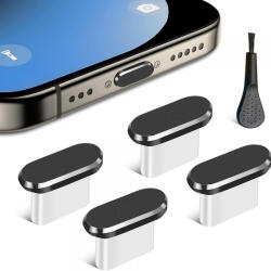 Techsuit Dop Anti Praf Port Telefon Techsuit AD1, USB-C, Set 4 bucati, Negru