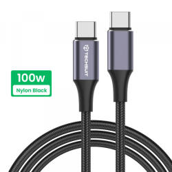 Techsuit Cablu Date si Incarcare USB-C - USB-C Techsuit PCB018, 100W, 1m, Negru - gsmboutique