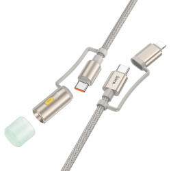 hoco. Cablu Date si Incarcare USB-C / Lightning - USB-C / Led HOCO U138, 60W, 1.2m, Gri - gsmboutique