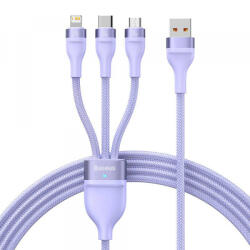 Baseus Cablu Incarcare USB-A - Lightning / microUSB / USB-C Baseus Flash Series II 3in1, 66W, 1.2m, Mov CASS040005 - gsmboutique