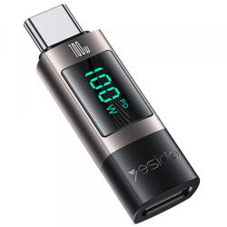 Yesido Adaptor Date si Incarcare USB-C - USB-C Yesido GS24 Display, Gri - gsmboutique