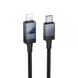 hoco. Cablu Date si Incarcare USB-C - Lightning HOCO X118 Display, 27W, 1m, Negru - gsmboutique