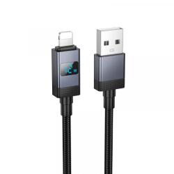 hoco. Cablu Date si Incarcare USB-A - Lightning HOCO X118 Display, 12W, 1m, Negru - gsmboutique