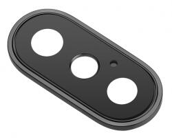 Aftermarket Geam Camera Spate Apple iPhone X, cu Rama, Negru - gsmboutique